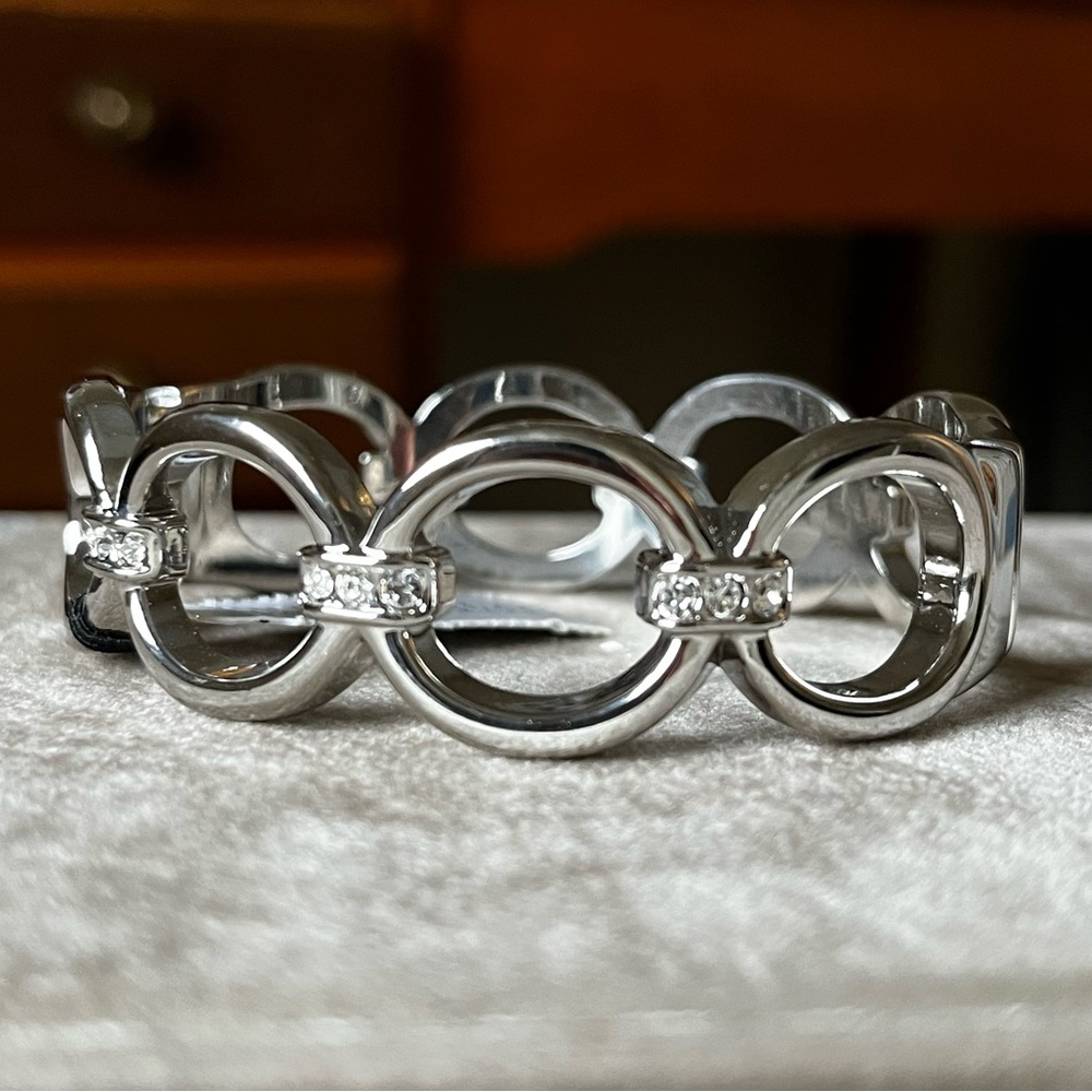 Silver cuff bracelet with faux diamonds!